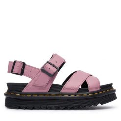 Sandały Dr. Martens. Czerwone sandały damskie Dr Martens, bez wzorów, bez obcasa, na płaskiej podeszwie, bez zapięcia. Za 487.99 zł.