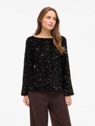 Vila Sweter "Vifaith" w kolorze czarnym rozmiar: M. Czarne swetry klasyczne damskie Vila, m, bez kołnierzyka. Za 156.98 zł.