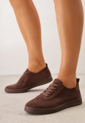Brązowe Sneakersy z Ażurowymi Wycięciami Telanoria. Brązowe obuwie sportowe damskie Renee, na lato, z jeansu, bez zapięcia. Za 79.99 zł.