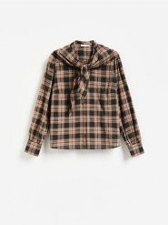 Koszula z wiązaniem - wielobarwny. Koszule damskie Reserved, l, bez wzorów, z bawełny, bez kołnierzyka, bez ramiączek. Za 119.99 zł.