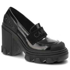 Czarne Półbuty Carinii Modne Skórzane Buty Damskie. Czarne półbuty damskie Carinii, bez wzorów, ze skóry, bez obcasa, na obcasie, bez zapięcia. Za 369.00 zł.