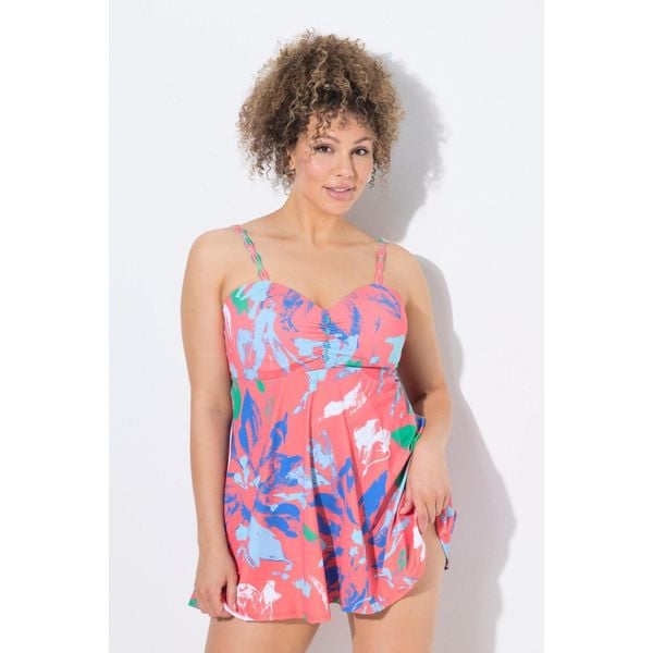 Damski Strój kąpielowy kwiaty miękkie miseczki z fiszbinami. Brązowe stroje jednoczęściowe Ulla Popken, bez wzorów, z elastanu. W wyprzedaży za 279.99 zł.