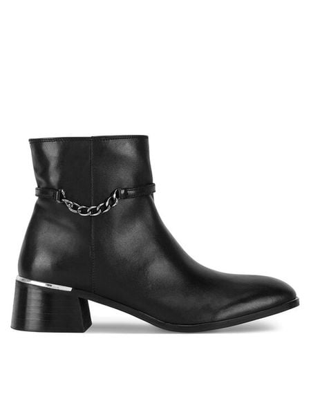 Sergio Bardi Botki WI32-E1097-02SB Czarny. Czarne botki damskie Sergio Bardi, ze skóry, bez obcasa, na słupku, bez zapięcia. Za 369.99 zł.