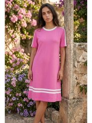 SOULSHAE Sukienka w kolorze różowym rozmiar: L/XL. Różowe sukienki damskie SOULSHAE, bez wzorów, z wiskozy, bez ramiączek. Za 139.95 zł.