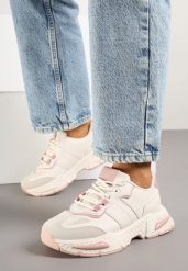 Beżowo-Różowe Sneakersy Streetwearowe z Kontrastowymi Przeszyciami Ilirenas. Brązowe obuwie sportowe damskie Born2be, bez zapięcia. Za 109.99 zł.