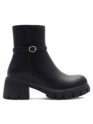 DeeZee Botki REGINA H17193-6 Czarny. Czarne botki damskie DeeZee, z syntetyku, bez obcasa, na słupku, bez zapięcia. Za 143.99 zł.