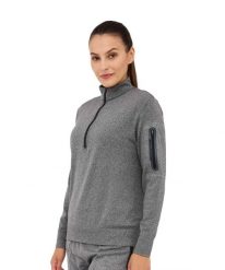 Bluza damska wełniana z krótkim ekspresem Brubeck OUTDOOR MERINO. Szare bluzy damskie Brubeck, m, bez wzorów, z materiału, bez kaptura. Za 299.00 zł.