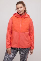 Damskie Kurtka Softshell pikowane wstawki dwukierunkowy suwak. Brązowe kurtki damskie Ulla Popken, plus size, bez wzorów, z elastanu, z kapturem. Za 639.99 zł.