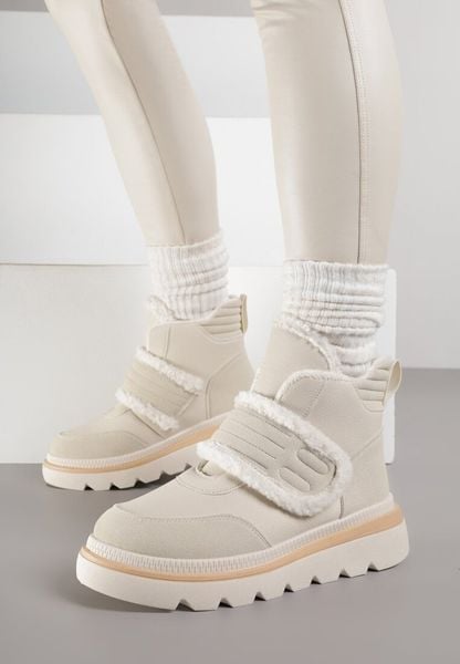 Beżowe Śniegowce z Przeszyciami i Futerkiem Newella. Brązowe śniegowce damskie Born2be, z jeansu. Za 129.99 zł.