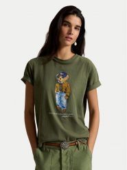 Polo Ralph Lauren T-Shirt 211B17806001 Zielony ciemny Regular Fit. Zielone t-shirty damskie Polo Ralph Lauren, xxs, bez wzorów, z bawełny, bez kołnierzyka. Za 719.99 zł.