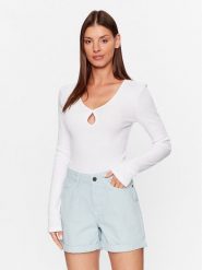 Noisy May Bluzka Maya 27026248 Biały Slim Fit. Białe bluzki damskie Noisy may, xs, bez wzorów, z bawełny, bez kołnierzyka, bez ramiączek. W wyprzedaży za 59.99 zł.