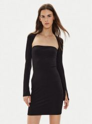 Gina Tricot Sukienka codzienna 23511 Czarny Slim Fit. Czarne sukienki damskie Gina Tricot, bez wzorów, z wiskozy, bez ramiączek. Za 109.99 zł.