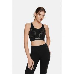 Crop Top sportowy damski Flame Cardiobunny. Czarne biustonosze sportowe damskie Cardio Bunny, bez wzorów. Za 39.99 zł.