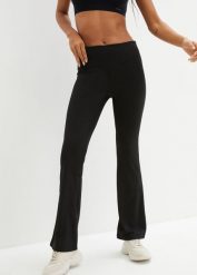 Legginsy sportowe shape z poszerzanymi nogawkami. Czarne legginsy damskie bonprix, bez wzorów. Za 122.99 zł.
