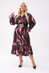 Elegancka sukienka Selena z falbaną o długości MIDI w odcieniach burgundu PLUS SIZE XXL OVERSIZE. Zielone sukienki damskie Moda Size Plus Iwanek, bez wzorów, z bawełny, eleganckie, bez ramiączek. W wyprzedaży za 199.90 zł.