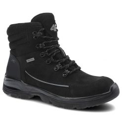 Czarne Trekkingi 4F Damskie Sportowe Buty Zimowe. Czarne obuwie trekkingowe damskie 4F, z materiału, bez zapięcia. Za 369.00 zł.