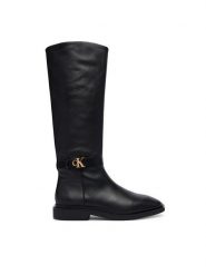 Calvin Klein Kozaki Square High Boot Lth Mg Hdw HW0HW03187 Czarny. Czarne kozaki damskie Calvin Klein, ze skóry, bez obcasa, na płaskiej podeszwie, bez zapięcia. Za 849.99 zł.