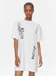 Calvin Klein Jeans Sukienka codzienna J20J223042 Biały Oversize. Białe sukienki damskie Calvin Klein Jeans, bez wzorów, z bawełny, bez ramiączek. Za 179.99 zł.