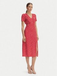 Morgan Sukienka codzienna 261-ROIS Czerwony Regular Fit. Czerwone sukienki damskie Morgan, bez wzorów, z wiskozy, bez ramiączek. Za 449.99 zł.