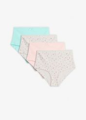 Figi maxi panty z miękkiej prążkowanej bawełny (4 szt.). Białe figi bonprix, bez wzorów, z bawełny. Za 59.96 zł.