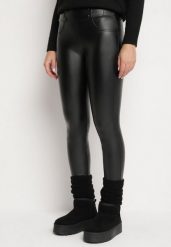 Czarne Legginsy z Ekoskóry Ocieplane z Efektem Push-Up Labrisa. Czarne legginsy damskie Born2be, m, bez wzorów, z jeansu. Za 39.99 zł.