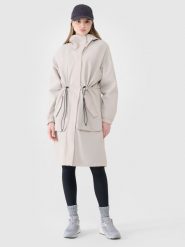 4F Parka przejściowa membrana 8000 damska - beżowa L. Brązowe parki damskie 4F, l, z dzianiny, z kapturem. W wyprzedaży za 249.99 zł.