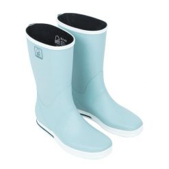 Kalosze żeglarskie Tribord 500 z kauczuku. Niebieskie kalosze damskie Decathlon, bez wzorów, z gumy, przed kolano. Za 219.99 zł.