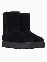 Gooce Skórzane kozaki zimowe "Sawel Waterproof" w kolorze czarnym rozmiar: 38. Czarne kozaki damskie Gooce, na zimę, z materiału, bez obcasa, na platformie, bez zapięcia. Za 282.99 zł.