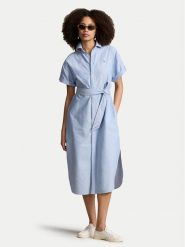 Polo Ralph Lauren Sukienka koszulowa 211935153002 Niebieski Regular Fit. Niebieskie sukienki damskie Polo Ralph Lauren, bez wzorów, z bawełny, bez ramiączek. Za 649.99 zł.