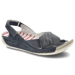 Niebieskie Sandały Carinii Wygodne Skórzane Buty. Niebieskie sandały damskie Carinii, bez wzorów, ze skóry, bez obcasa, bez zapięcia. Za 139.00 zł.