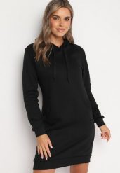 Czarna Tunika Bluza z Bawełną Kapturem i Sznurkami Mivilora. Czarne bluzy damskie Born2be, l, bez wzorów, z bawełny, z kapturem. Za 69.99 zł.