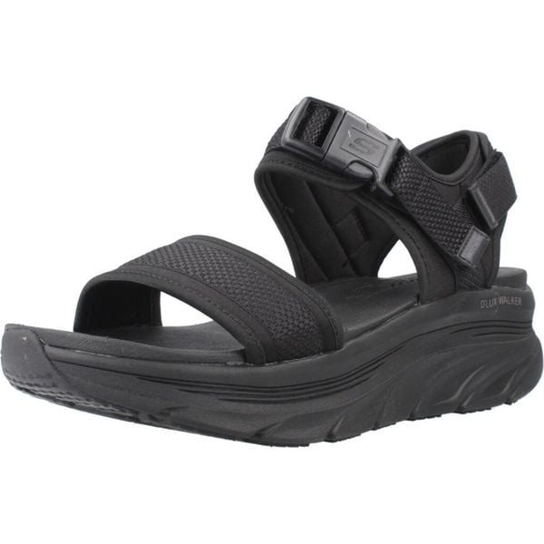 Sandały SKECHERS DLUX WALKER Czarny. Czarne sandały damskie Skechers, bez wzorów, z tkaniny, bez obcasa, bez zapięcia. Za 254.99 zł.