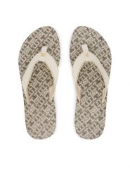 Tommy Hilfiger Japonki Monogram Mid Wedge Sandal FW0FW09419 Kremowy. Białe klapki damskie Tommy Hilfiger, bez wzorów, z syntetyku, bez obcasa, bez zapięcia. Za 189.99 zł.