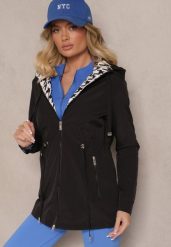Czarna Kurtka w Stylu Parki ze Ściągaczem w Talii Arivienne. Czarne kurtki damskie Renee, m, bez wzorów, z jeansu, bez kaptura. Za 139.99 zł.