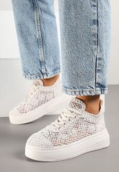Beżowe Sneakersy Ażurowe na Grubej Podeszwie Isodisa. Brązowe obuwie sportowe damskie Born2be, na lato, z jeansu, bez zapięcia. Za 84.99 zł.