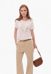 Koszulka z błyszczącym motywem, Comfort Fit, T-GROW. Koszulki damskie Volcano, m, bez wzorów, z bawełny, bez kołnierzyka, bez ramiączek. Za 69.99 zł.