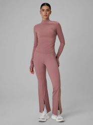 4F Spodnie treningowe z rozszerzanymi nogawkami damskie - różowe L. Czerwone spodnie dresowe damskie 4F, l, bez wzorów, ze skóry. Za 169.99 zł.