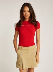 TOMMY JEANS Koszulka w kolorze czerwonym rozmiar: S. Czerwone bluzki damskie Tommy Jeans, s, bez wzorów, z bawełny, bez kołnierzyka, bez ramiączek. Za 105.38 zł.