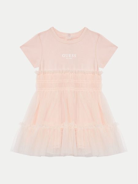 Guess Sukienka codzienna A5RK19 K6YW0 Różowy Regular Fit. Czerwone sukienki dziewczęce Guess, z aplikacjami, z bawełny, bez ramiączek, proste. Za 169.99 zł.