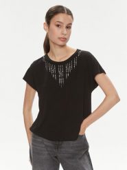 Liu Jo Bluzka Ecs T-Shirt St P M/C TA4194 JS360 Czarny Regular Fit. Czarne bluzki damskie Liu Jo, m, bez wzorów, z wiskozy, bez kołnierzyka, bez ramiączek. Za 399.99 zł.
