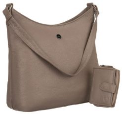 Shoperka skórzana i portfel Peterson PTN 6104-DS c.beżowa. Brązowe torebki klasyczne damskie Peterson, ze skóry, bez dodatków. Za 275.99 zł.