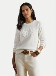 LAUREN RALPH LAUREN Sweter 200P08805001 Biały Relaxed Fit. Białe swetry klasyczne damskie Lauren Ralph Lauren, s, z bawełny, bez kołnierzyka. Za 812.99 zł.