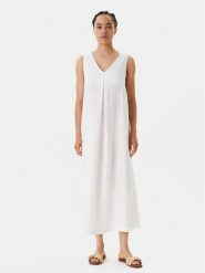 United Colors Of Benetton Sukienka letnia 4AGHDV07C Biały Relaxed Fit. Białe sukienki damskie United Colors Of Benetton, bez wzorów, ze lnu, bez ramiączek. Za 309.99 zł.