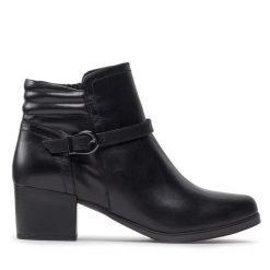 Botki Caprice. Czarne botki damskie Caprice, bez obcasa, na słupku, bez zapięcia. Za 379.99 zł.