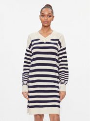 Vero Moda Sukienka dzianinowa 10291350 Beżowy Loose Fit. Brązowe sukienki damskie Vero Moda, bez wzorów, z dzianiny, bez ramiączek. Za 119.99 zł.