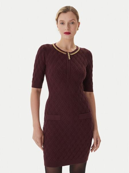 Elisabetta Franchi Sukienka koktajlowa AM-20B-56E2-V480 Bordowy Regular Fit. Czerwone sukienki damskie Elisabetta Franchi, bez wzorów, z syntetyku, wizytowe, bez ramiączek. Za 2,079.00 zł.