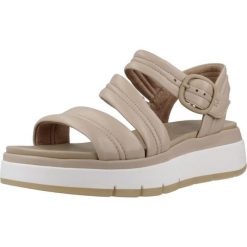 Sandały CLARKS TUSCAN STRAP Nago. Brązowe sandały damskie Clarks, bez wzorów, ze skóry, bez obcasa, bez zapięcia. Za 407.99 zł.