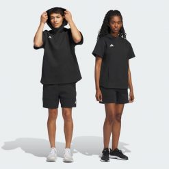 Bluza z kapturem Dugout Short Sleeve (uniseks). Czarne bluzy damskie Adidas, na zimę, bez wzorów, z materiału, z kapturem. Za 299.00 zł.