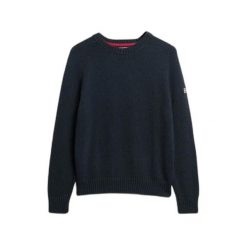 Damski sweter z okrągłym dekoltem Superdry slouchy. Niebieskie swetry klasyczne damskie Superdry, na zimę, z dzianiny, bez kołnierzyka. Za 288.40 zł.