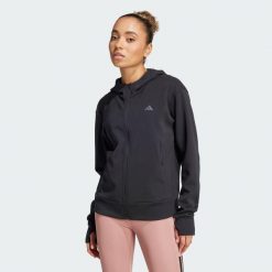 Bluza z kapturem Designed 4 Training Full-Zip. Czarne bluzy damskie Adidas, bez wzorów, z materiału, z kapturem. Za 299.00 zł.